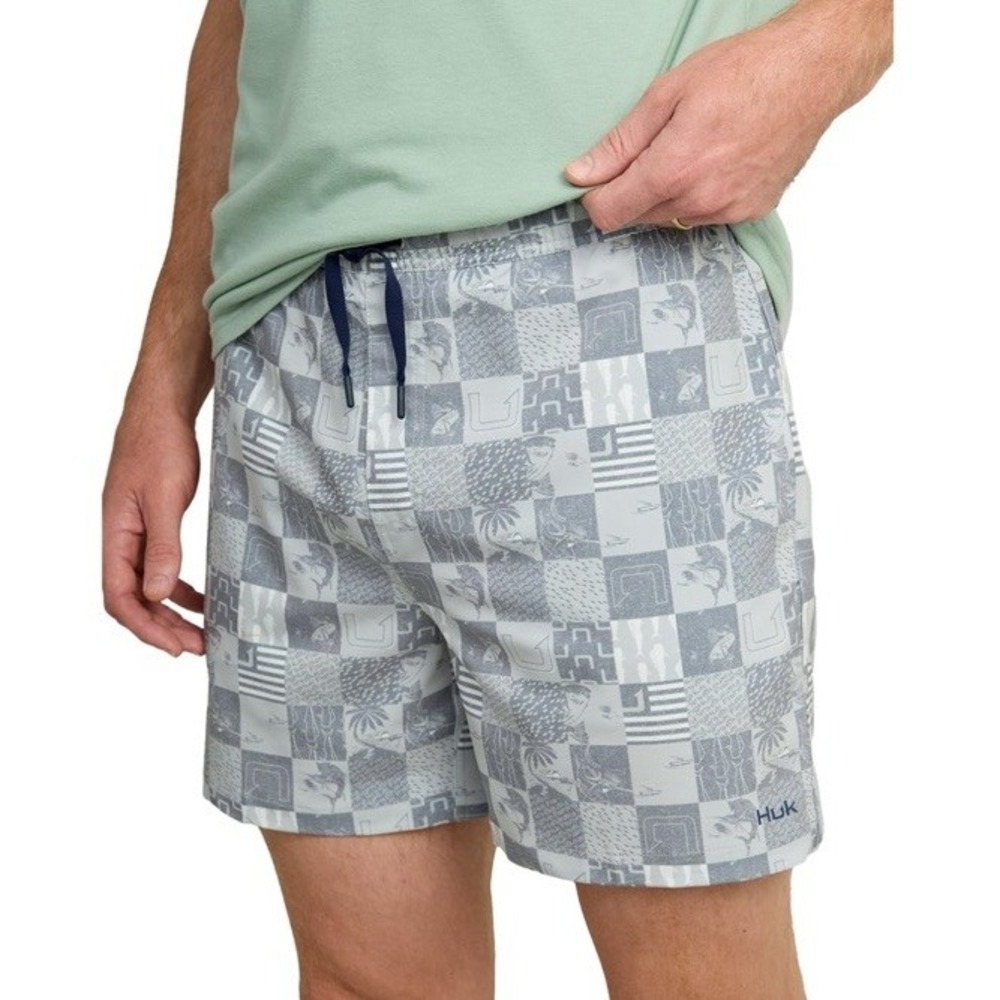 HUK Mens Pursuit Volley Pattern, Quick-Dry Swim Shorts, Harbor Mist 2.0, X-Large